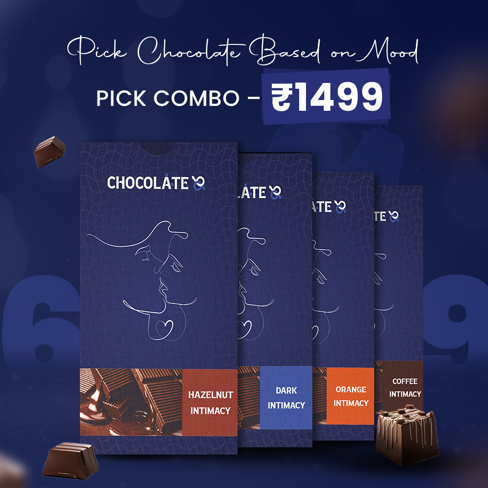 Intimacy Chocolate Luxury Collection – Orange, Coffee, Hazelnut & Dark | Premium Adult Wellness Confection Combo (Pack of 4)